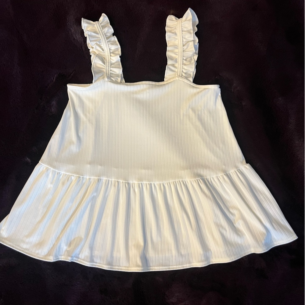 Entro Cream Ruffled Tank Top Size Small